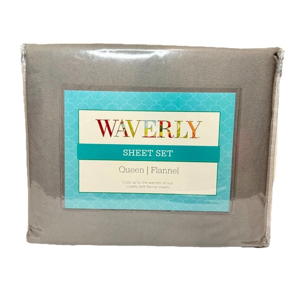 Waverly Queen Flannel Sheet Set 4 Piece Bedding Grey - Picture 1 of 3
